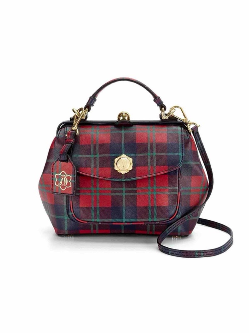 Draper James plaid mini bag with long strap